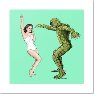 The Creature and Julie Adams doing the swim Posters and Art